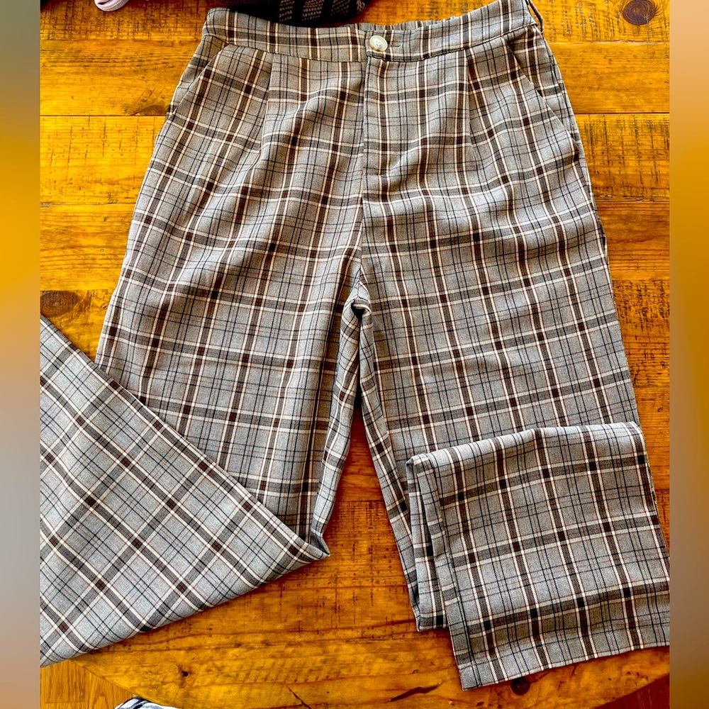 AllegraK brown plaid pants